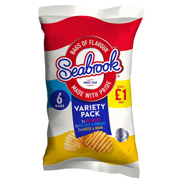 Seabrook Crinkle Crisps Variety £1 PMP 6 x 25g