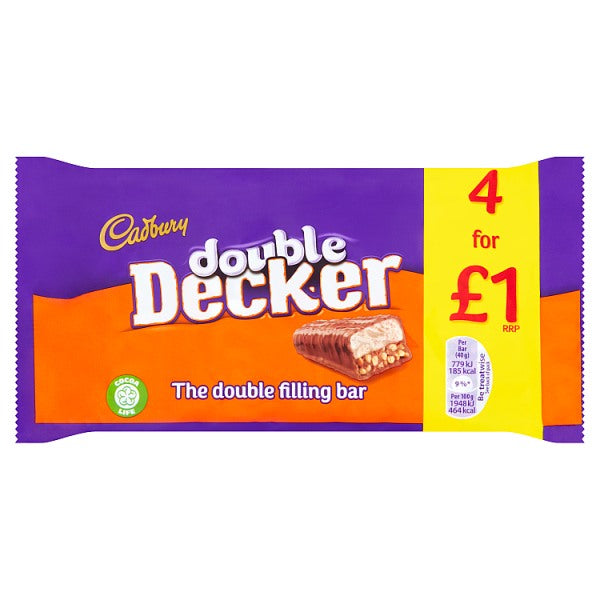 Cadbury Double Decker £1 Chocolate Bar 4 Pack 160g