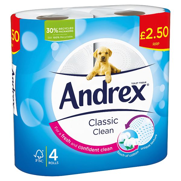 Andrex® Classic Clean Toilet Tissue 4 Rolls x 6 200sc