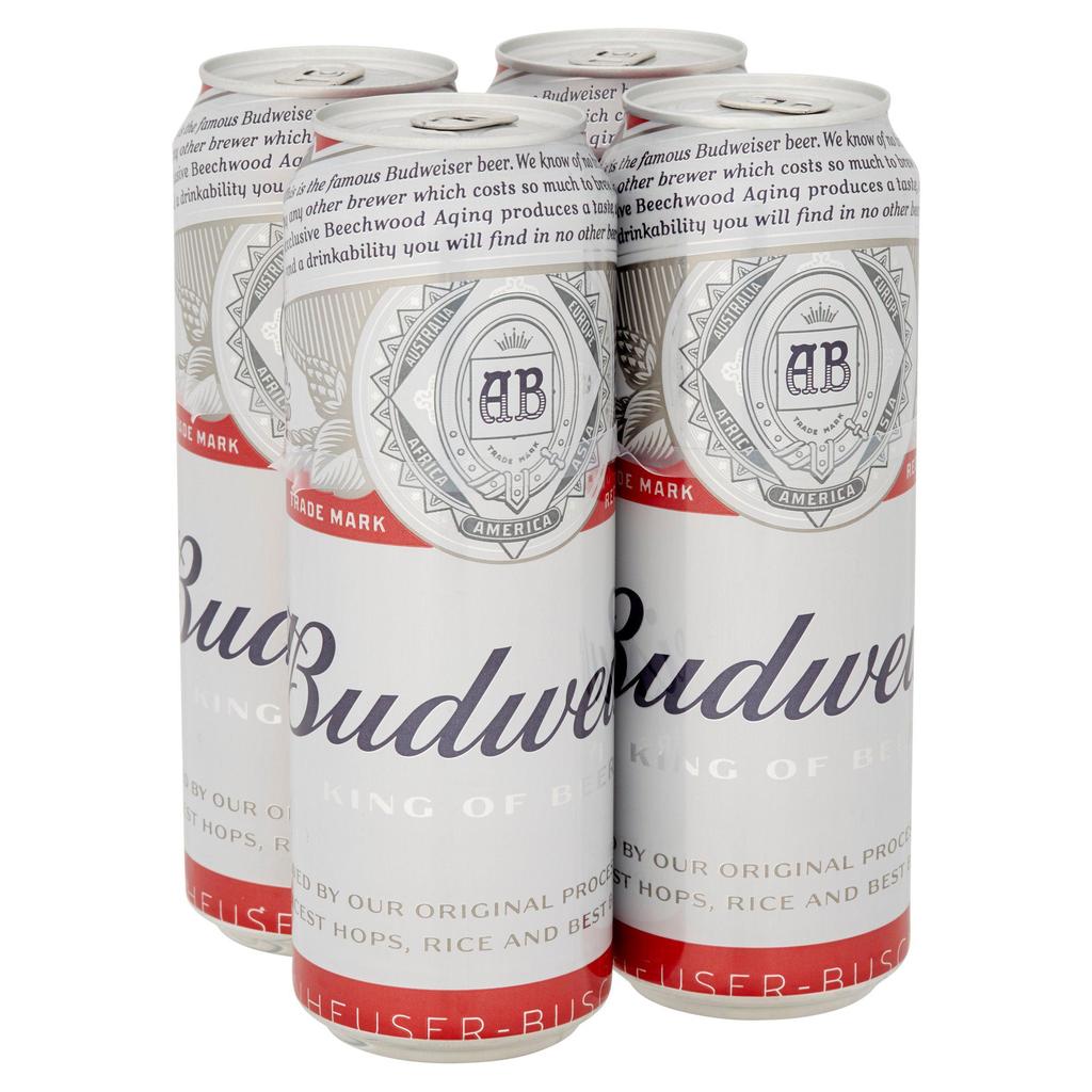Budweiser Lager Beer Cans 4 x Pint Cans