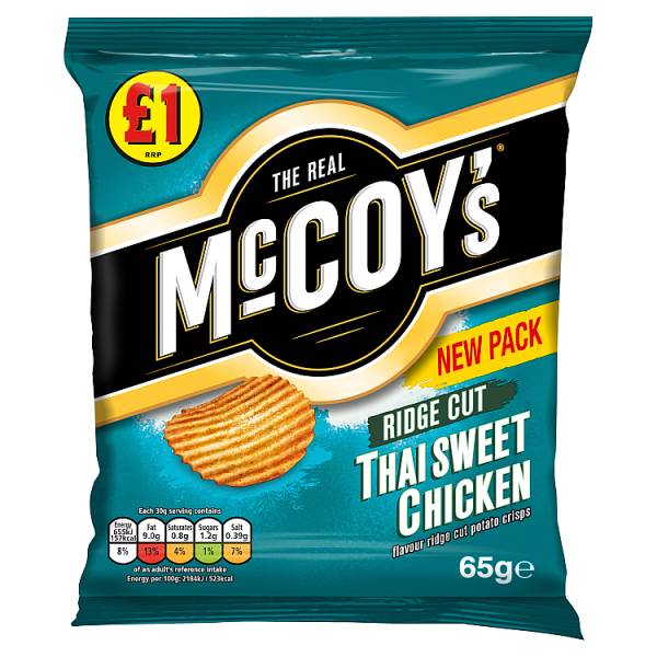 McCoy's Thai Sweet Chicken Flavour Ridge Cut Potato Crisps 65g