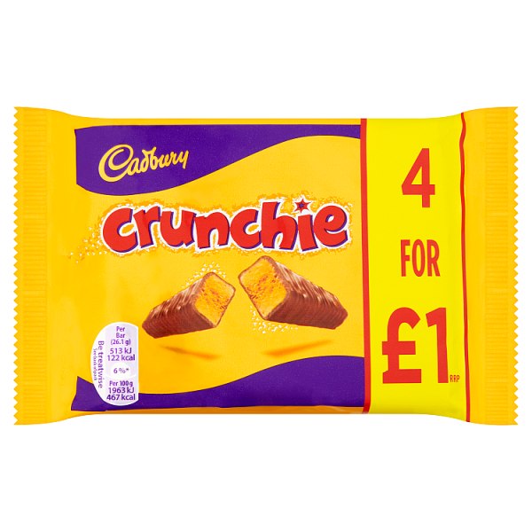 Cadbury Crunchie £1 Chocolate Bar 4 Pack