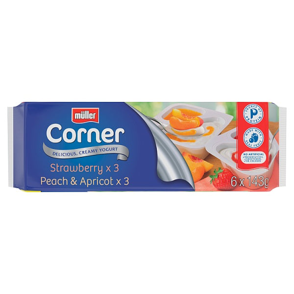 Muller Corner Strawberry and Peach & Apricot Yogurts 6